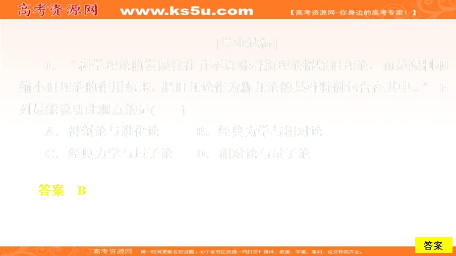 2020历史同步导学提分教程岳麓必修三课件：第六单元 第25课　现代科学革命 课时作业 .ppt_第1页