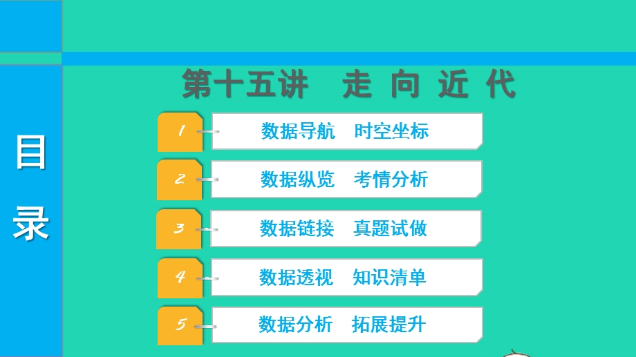 2022中考历史 第一部分 知识梳理 模块三 世界近代史（14世纪中叶—20世纪初）第十五讲 走向近代课件.pptx_第1页