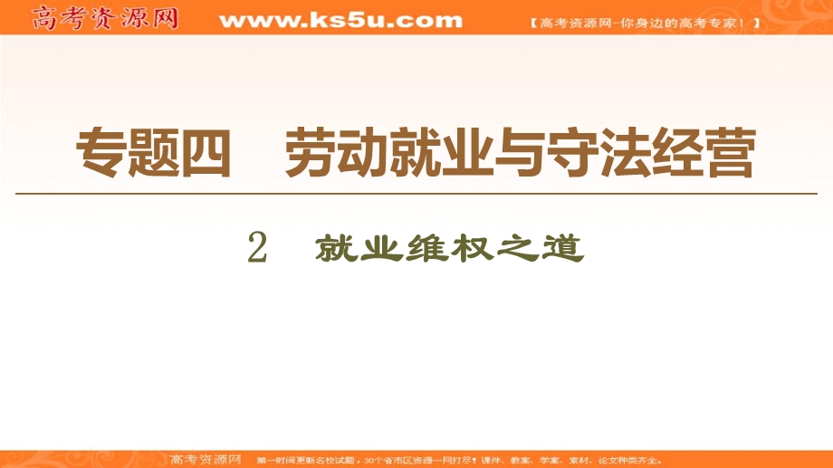 2019-2020学年人教版政治选修五课件：专题4 2　就业维权之道 .ppt_第1页