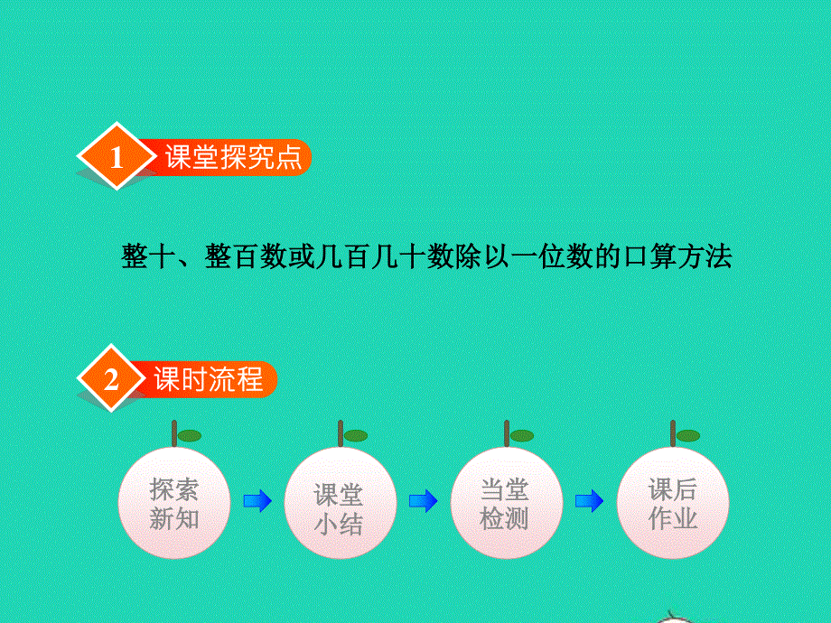 2021三年级数学上册 第四单元 两、三位数除以一位数第1课时 整十、整百数或几百几十数除以一位数授课课件 冀教版.ppt_第2页