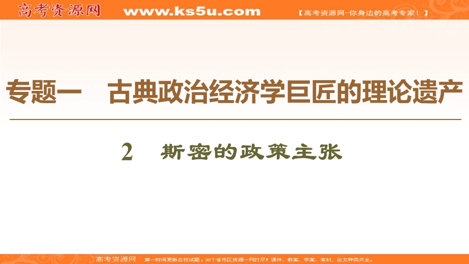 2019-2020学年人教版政治选修二课件：专题1 2　斯密的政策主张 .ppt_第1页