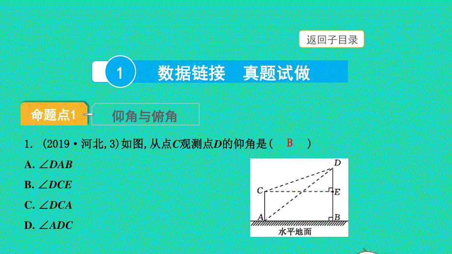 2022中考数学 第一部分 知识梳理 第四单元 三角形第20讲 锐角三角函数及解直角三角形课件.pptx_第3页