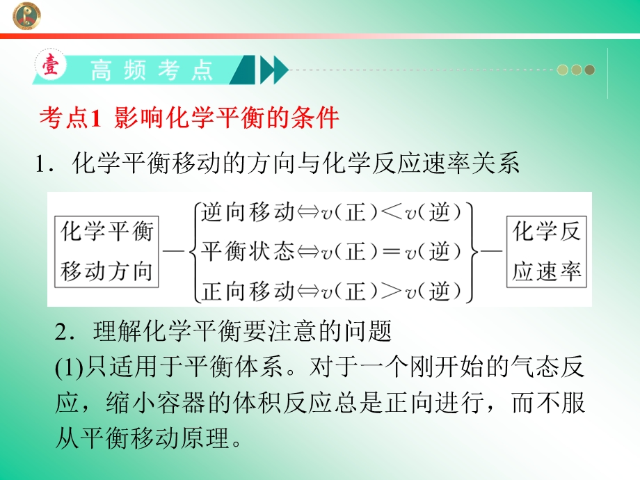 2013届学海导航新课标高中总复习（第1轮）化学（湖南专版）第7章&第22讲&影响化学平衡的因素.ppt_第3页