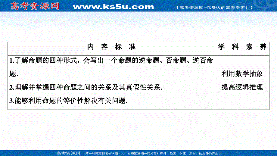 2020-2021学年人教A版数学选修2-1配套课件：1-1-2 四种命题 1-1-3　四种命题间的相互关系 .ppt_第2页