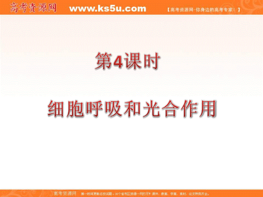 2012届广东省高考生物二轮总复习精品课件：第4课时 细胞呼吸与光合作用.ppt_第1页