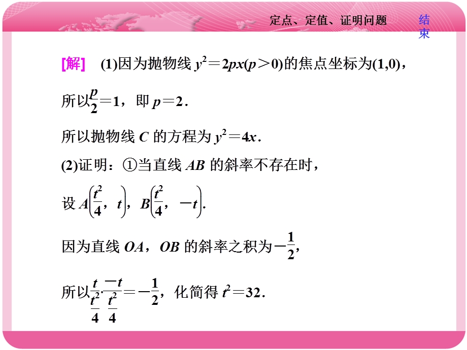 2018届高三数学（文）高考总复习课件：冲刺 985压轴题命题区间（六） 第二课时　定点、定值、证明问题 .ppt_第2页