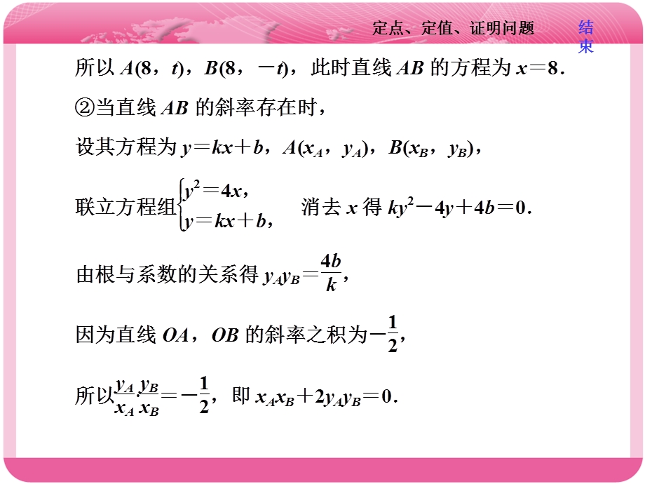 2018届高三数学（文）高考总复习课件：冲刺 985压轴题命题区间（六） 第二课时　定点、定值、证明问题 .ppt_第3页