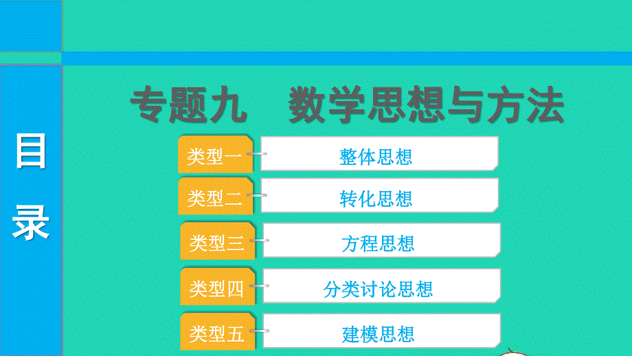 2022中考数学 第二部分 专题突破 专题九 数学思想与方法课件.pptx_第1页