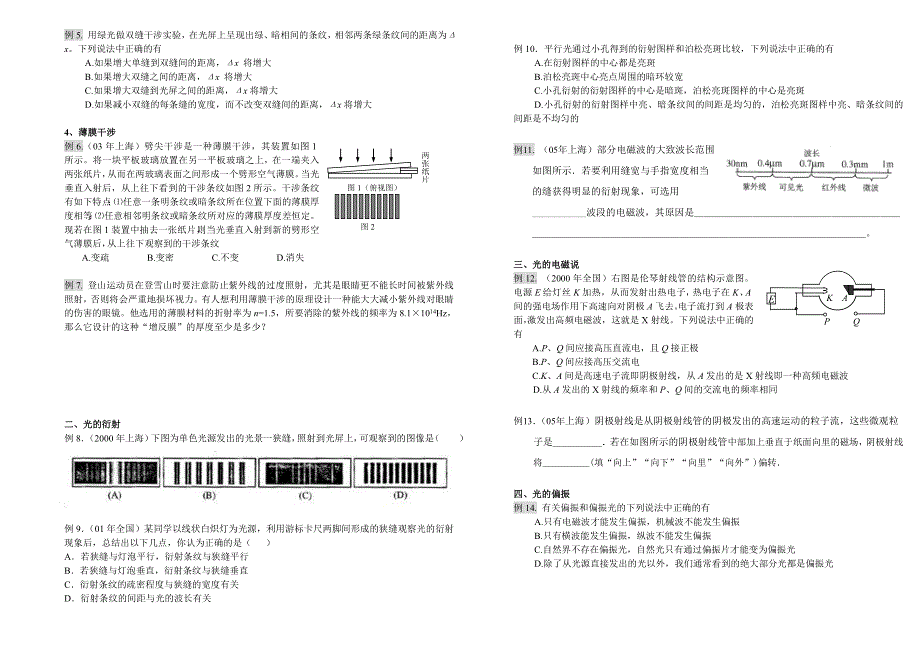 00-05各地高考题汇编-光的波动性.doc_第2页