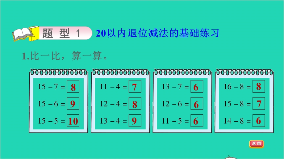 2022一年级数学下册 第1单元 20以内的退位减法复习（1）课件 苏教版.ppt_第3页