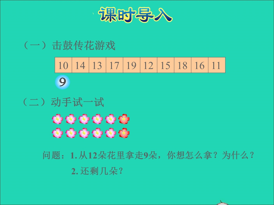 2022一年级数学下册 第1单元 20以内的退位减法第2课时 十几减8、7授课课件 苏教版.ppt_第2页