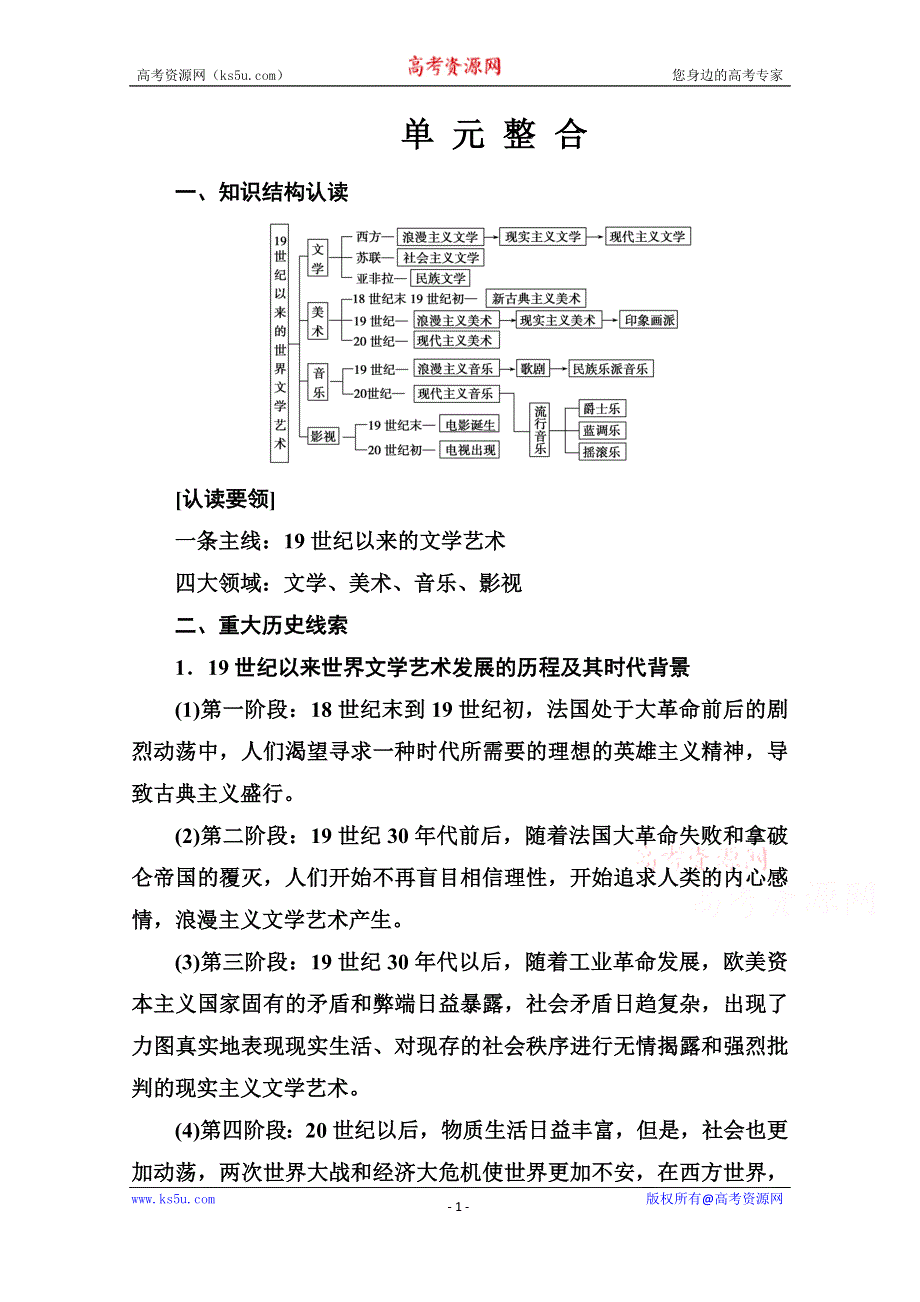 2019秋 金版学案 历史·必修3（人教版）演练：第八单元 单 元 整 合 WORD版含解析.doc_第1页