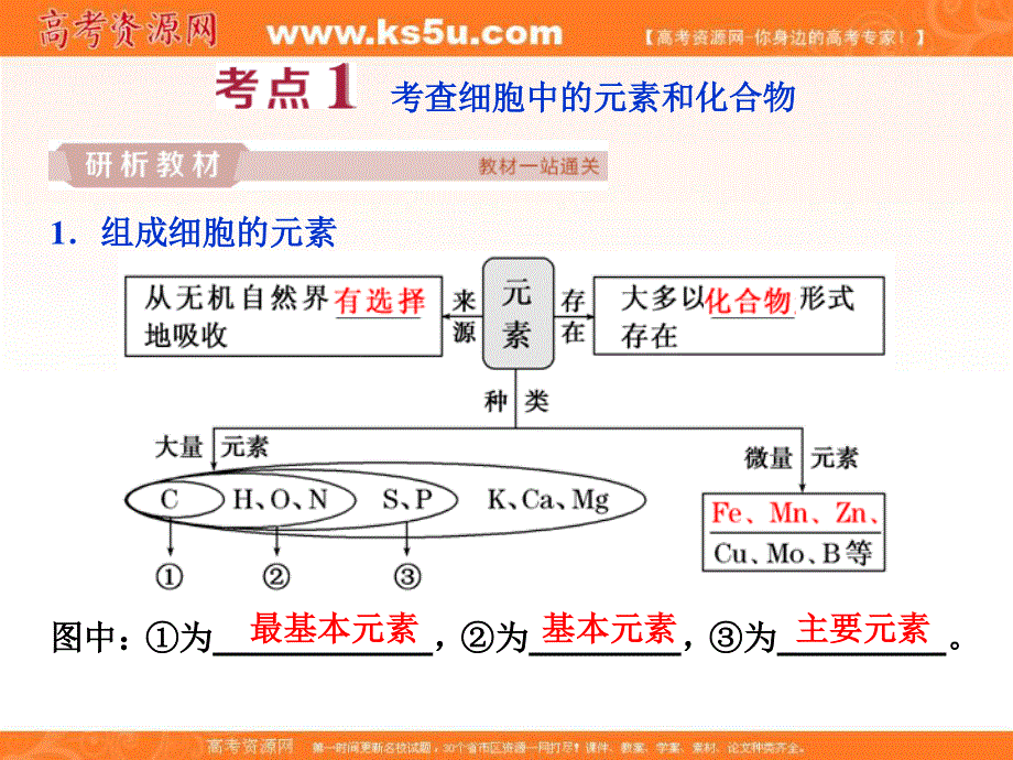 2019优化方案高考生物一轮复习课件：第2讲 细胞中的元素和化合物　细胞中的无机物 .ppt_第3页