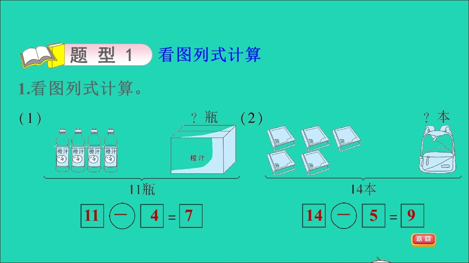 2022一年级数学下册 第1单元 20以内的退位减法复习（2）课件 苏教版.ppt_第3页