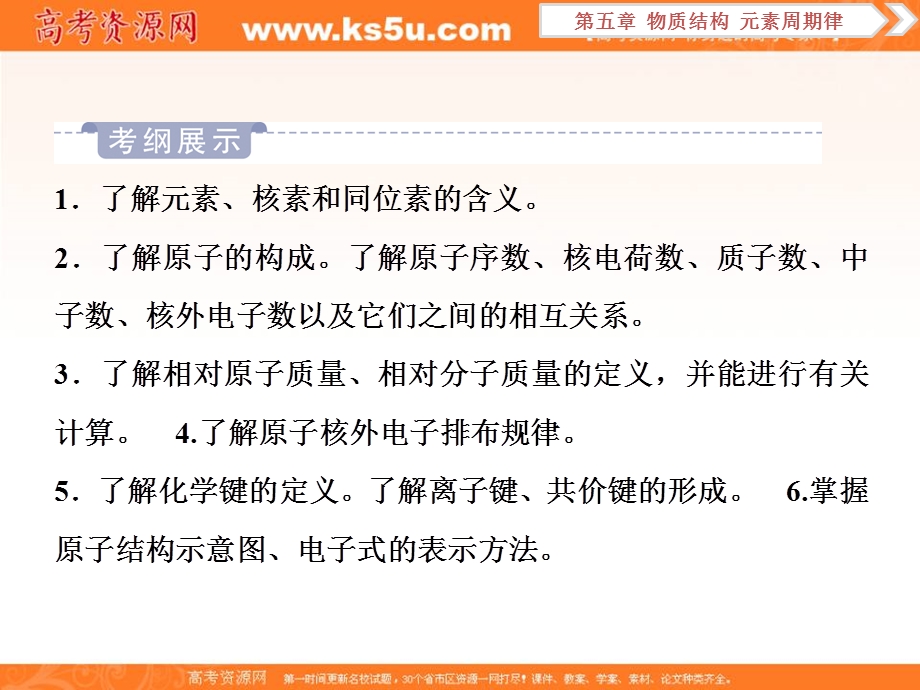 2019新优化高考化学一轮（全国通用版）实用课件：第五章 1 第一讲　原子结构　化学键 .ppt_第3页