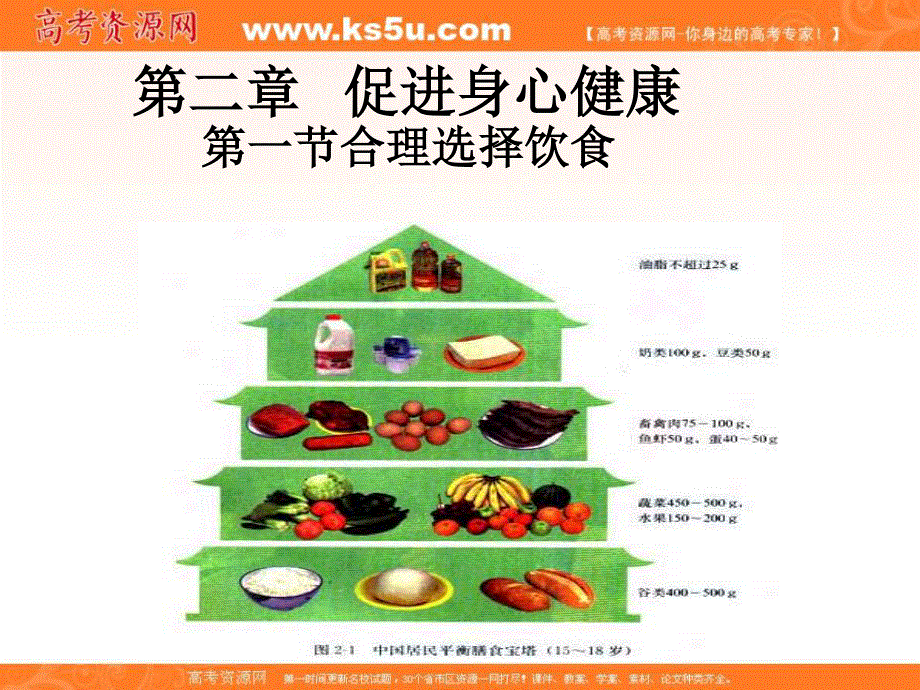 2017人教版高中化学选修1第二章第一节《合理选择饮食》精品课件 （共47张PPT） .ppt_第1页