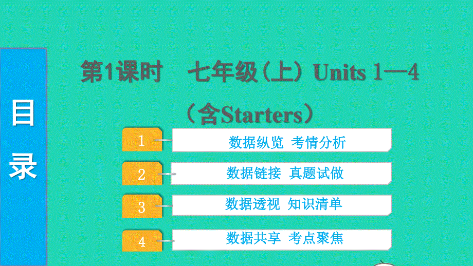 2022中考英语 第一部分 教材知识梳理 第1课时 七年级（上）Units 1—4（含Starters）课件.pptx_第1页