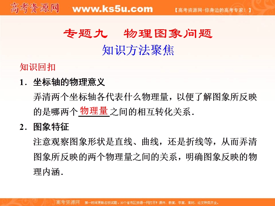 2012届步步高高考物理大二轮专题复习与增分策略课件：专题九 物理图象问题.ppt_第1页