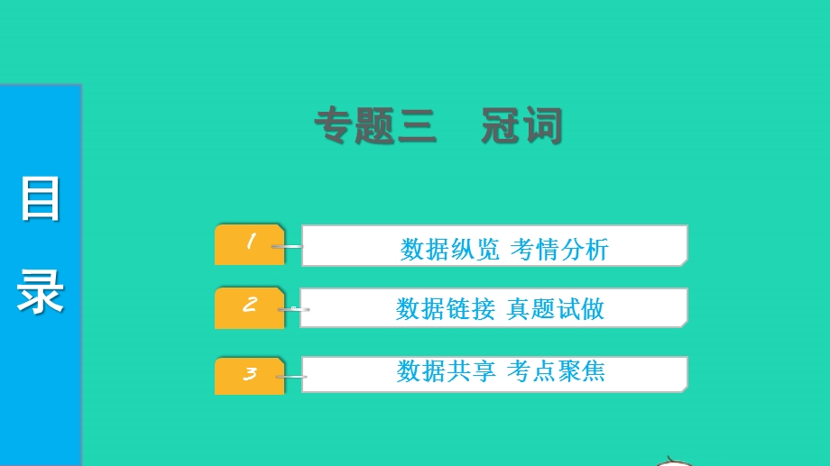 2022中考英语 第二部分 语法知识梳理 专题三 冠词课件.pptx_第1页