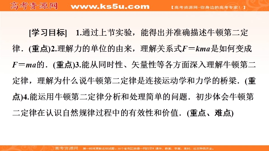 2019-2020学年人教版物理必修一课件：第4章 3　牛顿第二定律 .ppt_第2页