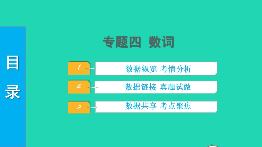 2022中考英语 第二部分 语法知识梳理 专题四 数词课件.pptx_第1页