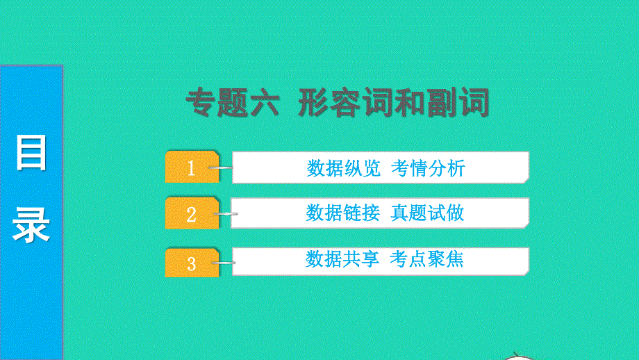 2022中考英语 第二部分 语法知识梳理 专题六 形容词和副词课件.pptx_第1页