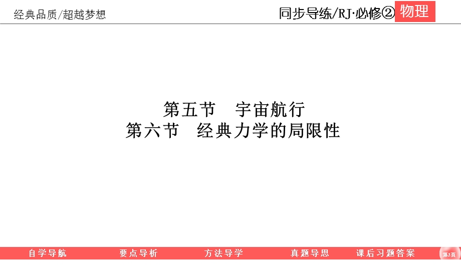 2019-2020学年人教版物理必修二同步导练课件：6-5、6　宇宙航行　经典力学的局限性 .ppt_第3页