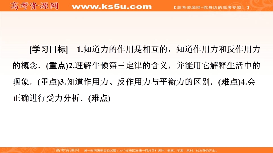 2019-2020学年人教版物理必修一课件：第4章 5　牛顿第三定律 .ppt_第2页