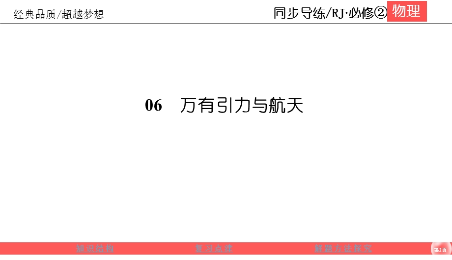 2019-2020学年人教版物理必修二同步导练课件：6本章总结6 万有引力与航天 .ppt_第2页