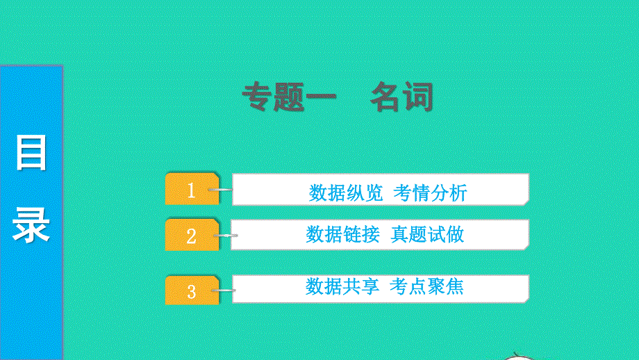 2022中考英语 第二部分 语法知识梳理 专题一 名词课件.pptx_第1页