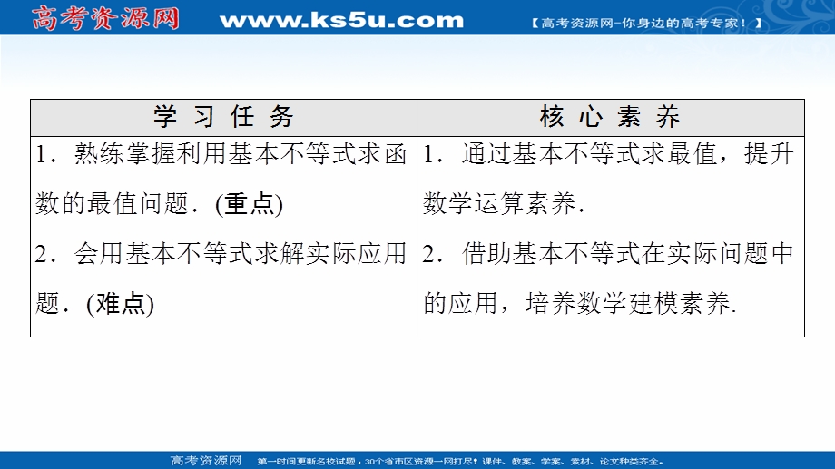 2021-2022学年新教材人教A版数学必修第一册课件：第2章 2-2 第2课时 基本不等式的应用 .ppt_第2页