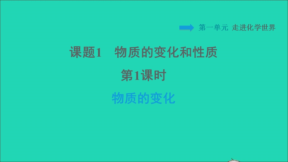 2021九年级化学上册 第1单元 走进化学世界 课题1 物质的变化和性质第1课时 物质的变化习题课件（新版）新人教版.ppt_第1页