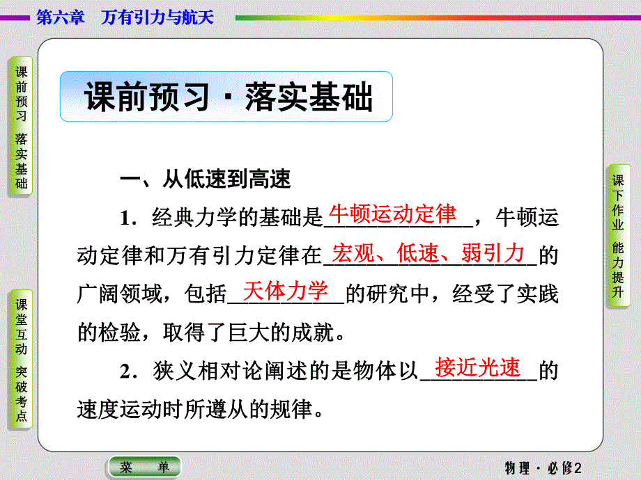 2019-2020学年人教版物理必修二抢分教程课件：第6章第6节　经典力学的局限性 .ppt_第2页