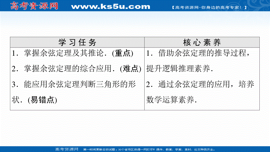 2021-2022学年新教材人教A版数学必修第二册课件：第6章 6-4-3 第1课时　余弦定理 .ppt_第2页