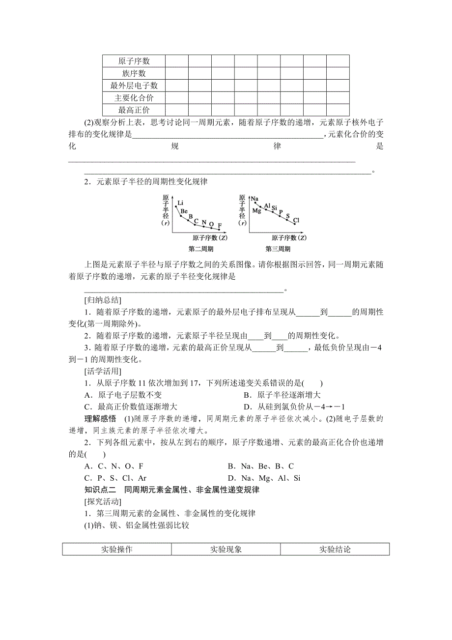 《课堂设计》2015-2016学年高一化学人教版必修2学案：1.2.2 元素周期律 WORD版含答案.doc_第2页