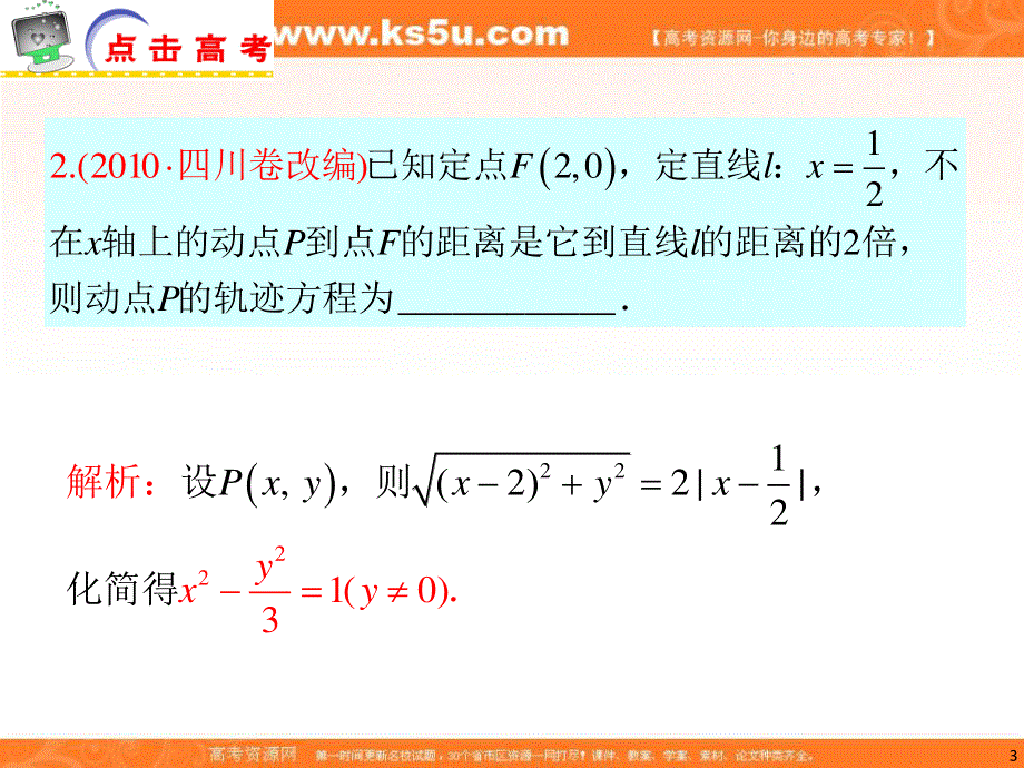 2012届江苏省高考数学文二轮总复习专题导练课件：专题16 简单的轨迹方程.ppt_第3页