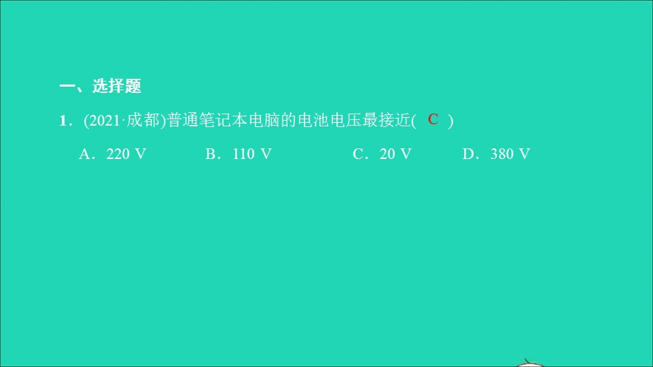 2021中考物理 课后跟踪突破十六 电压 电阻（练本）课件.ppt_第2页