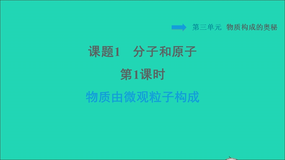 2021九年级化学上册 第3单元 物质构成的奥秘 课题1 分子和原子第1课时 物质由微观粒子构成习题课件（新版）新人教版.ppt_第1页