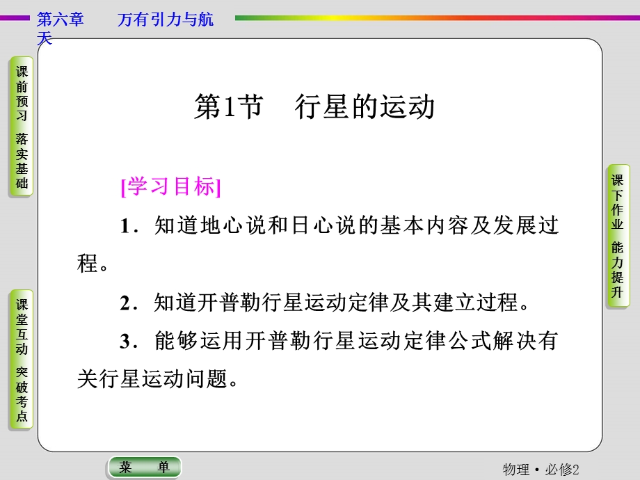 2019-2020学年人教版物理必修二抢分教程课件：第6章第1节　行星的运动 .ppt_第2页