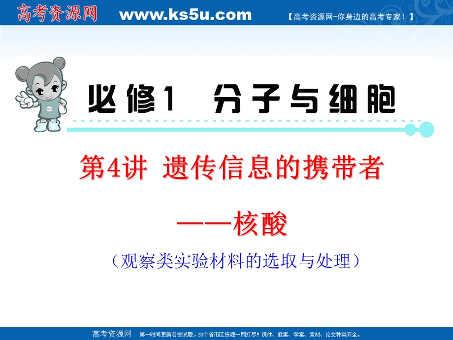 2013届新课标高中总复习（第1轮）F（生物）福建专版：必修1第4讲 遗传信息的携带者--核酸.ppt_第2页