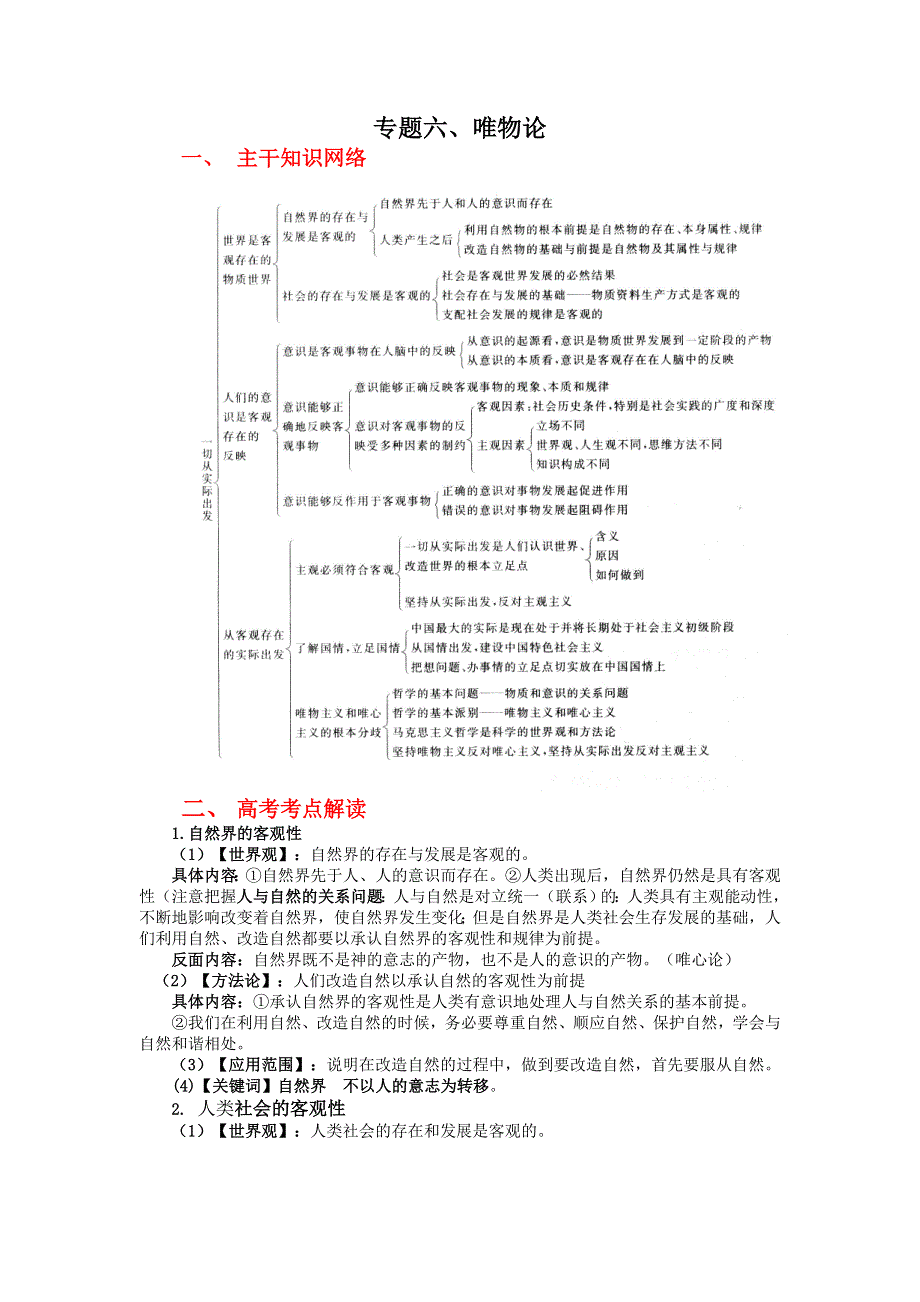 08高考（政治）复习教案：专题6唯物论（唐士建）.doc_第1页