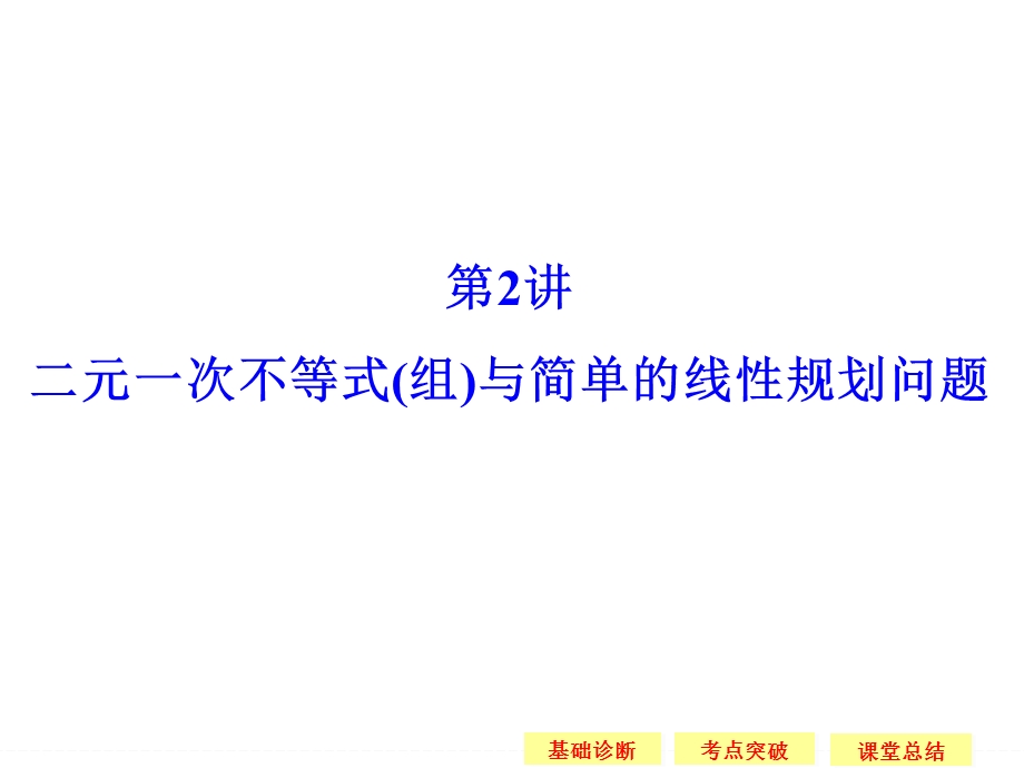 2016届 数学一轮（文科） 苏教版 江苏专用 课件 第七章 不等式-2 .ppt_第1页