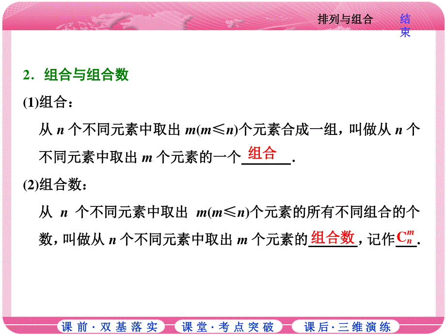 2018届高三数学（理）高考总复习课件：第九章 第二节 排列与组合 .ppt_第2页