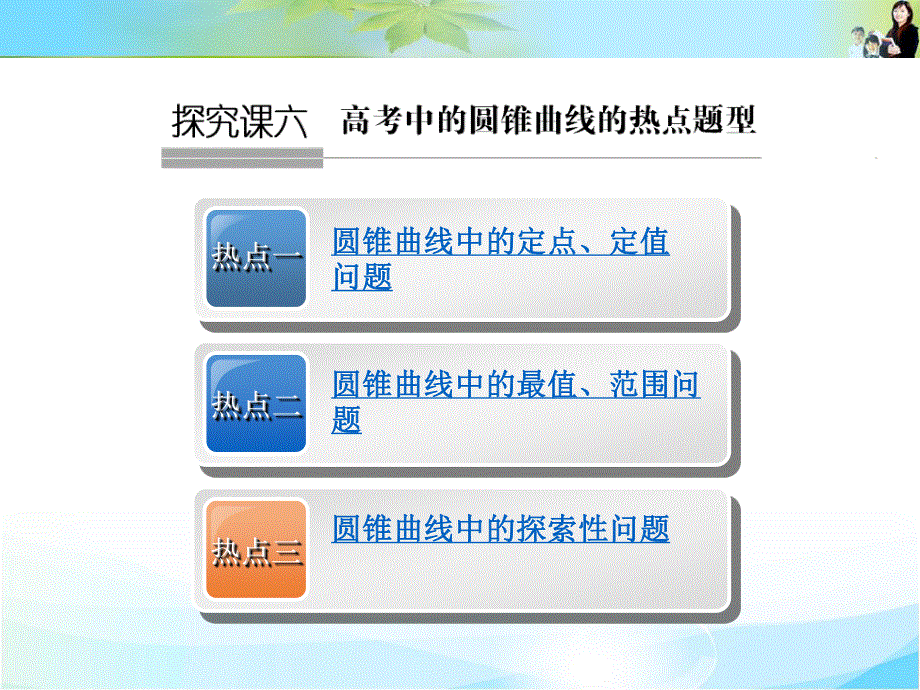 2016届 数学一轮（理科） 人教A版 课件 第九章 平面解析几何 专题探究课 圆锥曲线问题中的热点题型 .ppt_第1页