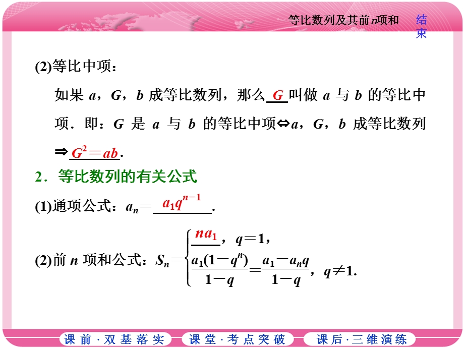 2018届高三数学（理）高考总复习课件：第五章 第三节 等比数列及其前N项和 .ppt_第2页