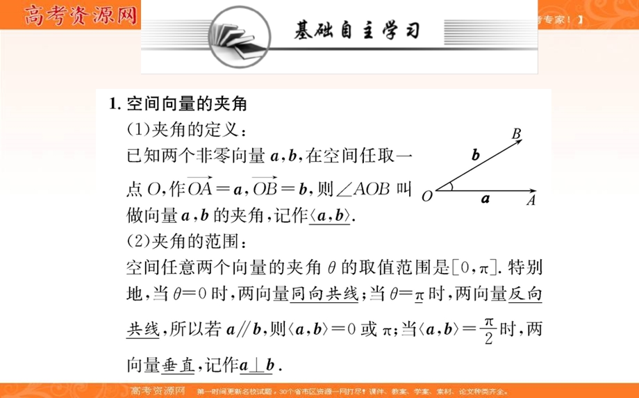 2021-2022学年新教材人教A版数学选择性必修第一册课件：1-1-2空间向量的数量积运算 .ppt_第2页