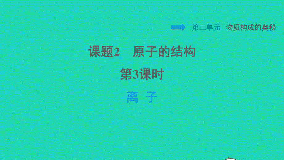 2021九年级化学上册 第3单元 物质构成的奥秘 课题2 原子的结构 第3课时 离子习题课件（新版）新人教版.ppt_第1页