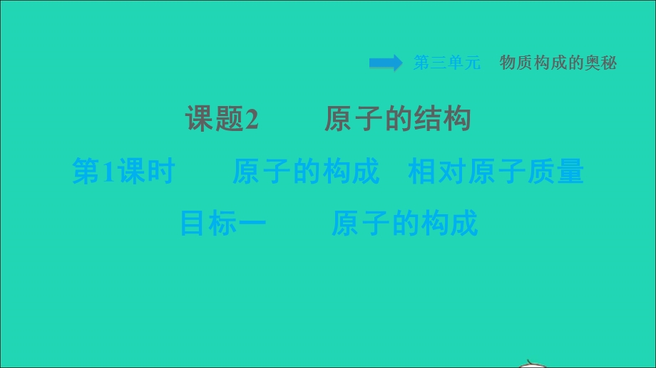 2021九年级化学上册 第3单元 物质构成的奥秘 课题2 原子的结构 第1课时 原子的构成 相对原子质量 目标一 原子的构成习题课件（新版）新人教版.ppt_第1页