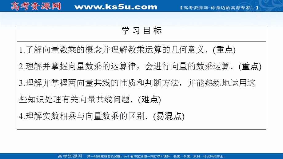 2020-2021学年人教A版高中数学必修4课件：2-2-3　向量数乘运算及其几何意义 .ppt_第2页