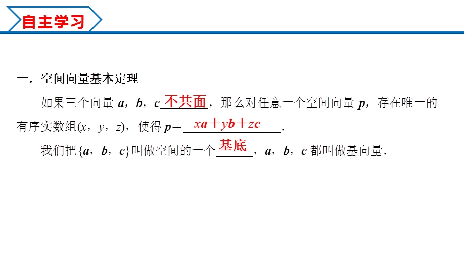 1-2 空间向量基本定理（课件）-2022-2023学年高二数学同步精品课堂（人教A版2019选择性必修第一册）.pptx_第3页